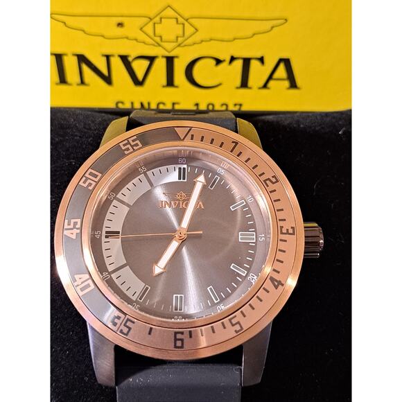 INVICTA Specialty Men's Watch 45mm 35687 Black Silicone Band Two Tone Bezel - Picture 2 of 3